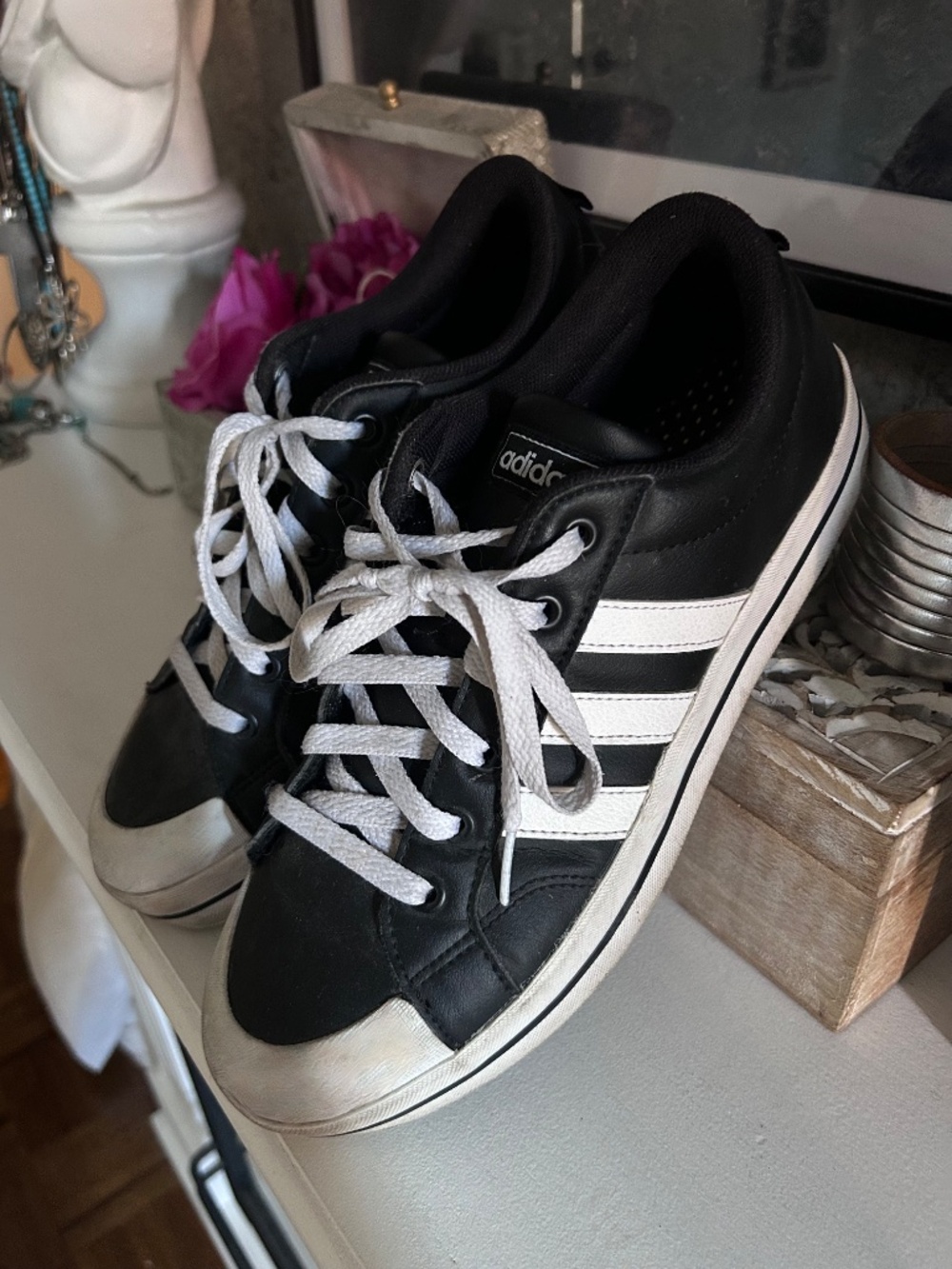 Adidas black and white W 9.5